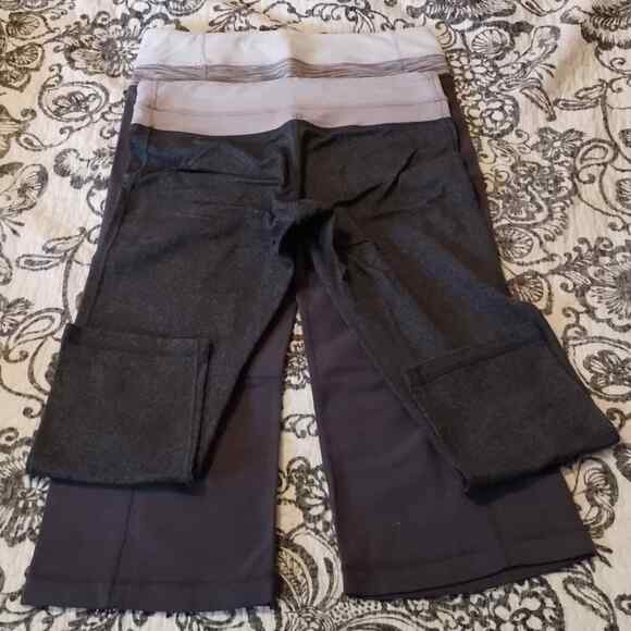 Lululemon Lot of TWO (2) Cropped Capri Gray Marled Leggings 4 - Picture 1 of 12